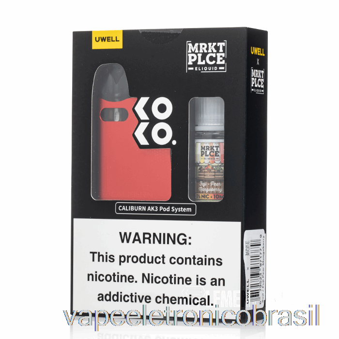 Vape Recarregável Uwell X Dv Caliburn Ak3 Kit + 50mg Nic Salt [vermelho] Mrkt Plce - Fuji Pear Mangoberry